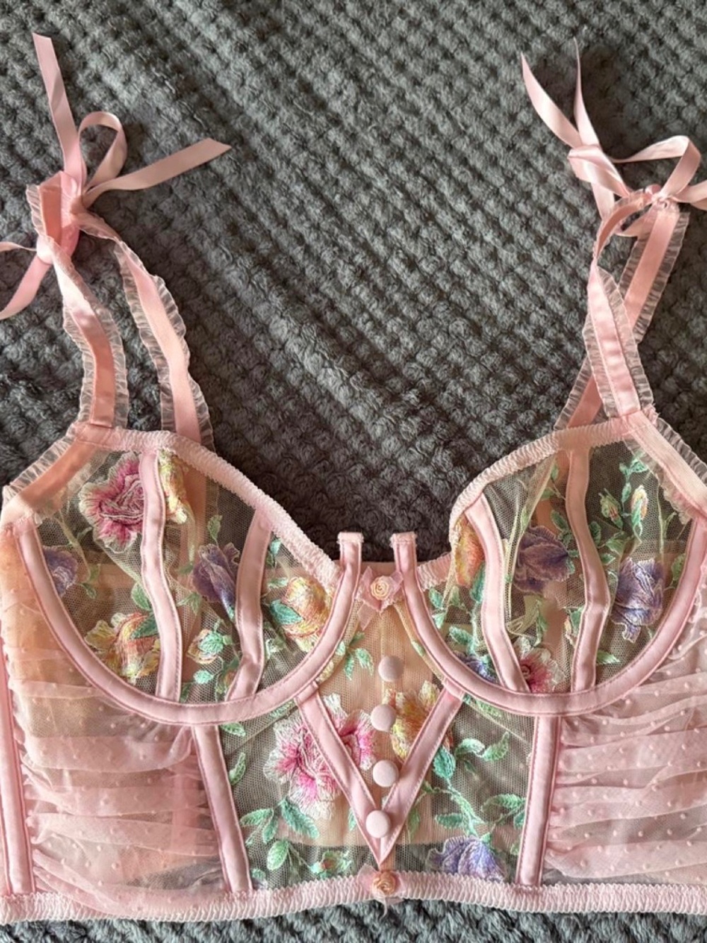 For Love and Lemons Pastel Watercolor Rose Bustier